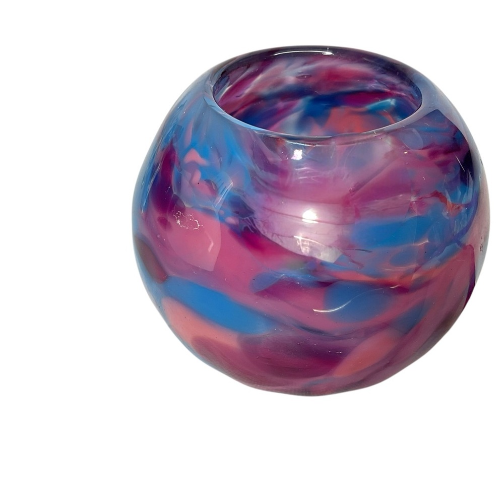 Colorful Swirl Glass Small Vase Unknown Manufacturer